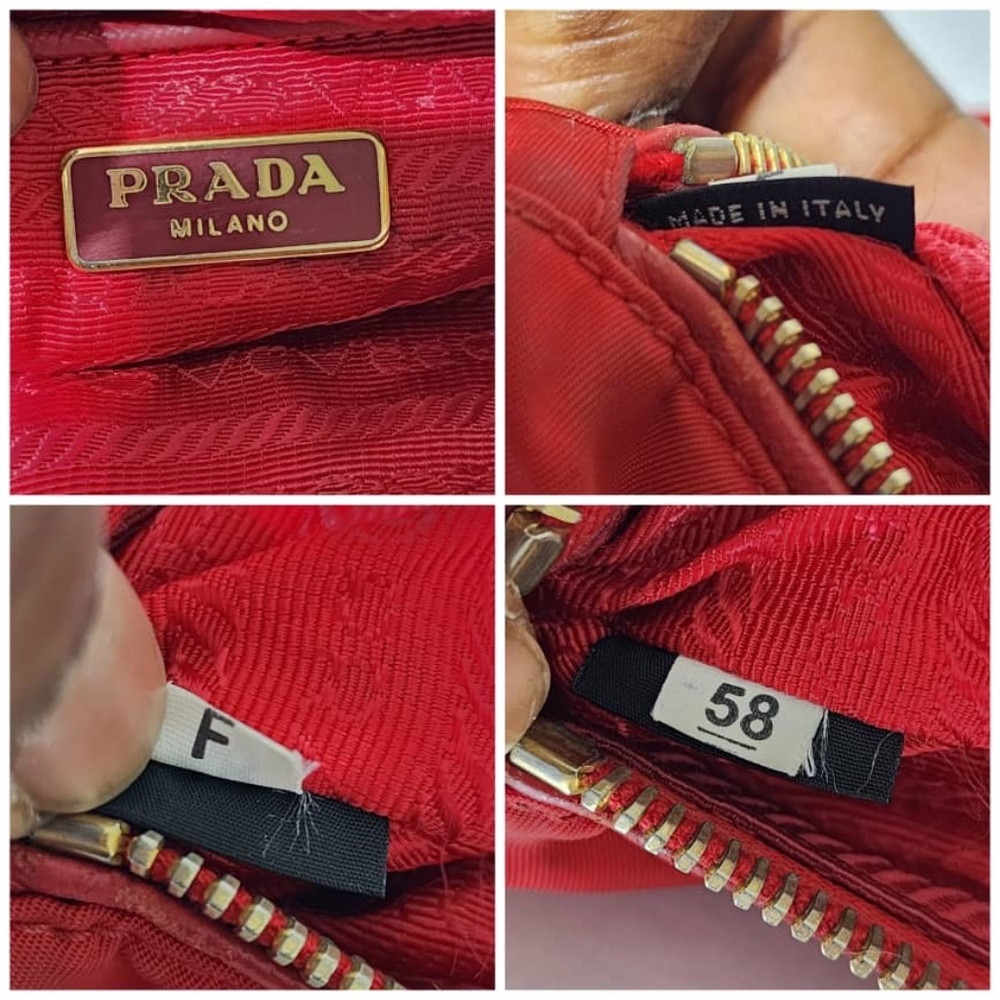 Authentic PRADA Tessuto Nylon Small Shoulder Bag Red - Picture 12 of 15